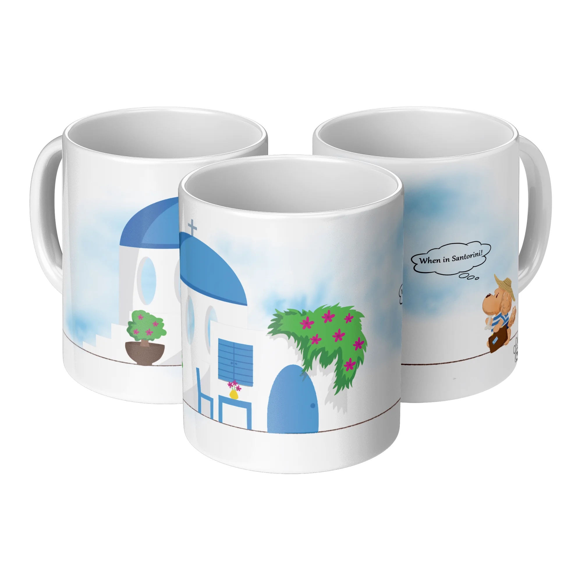 Santorini ceramic coffee mug, original 11 oz product view 1