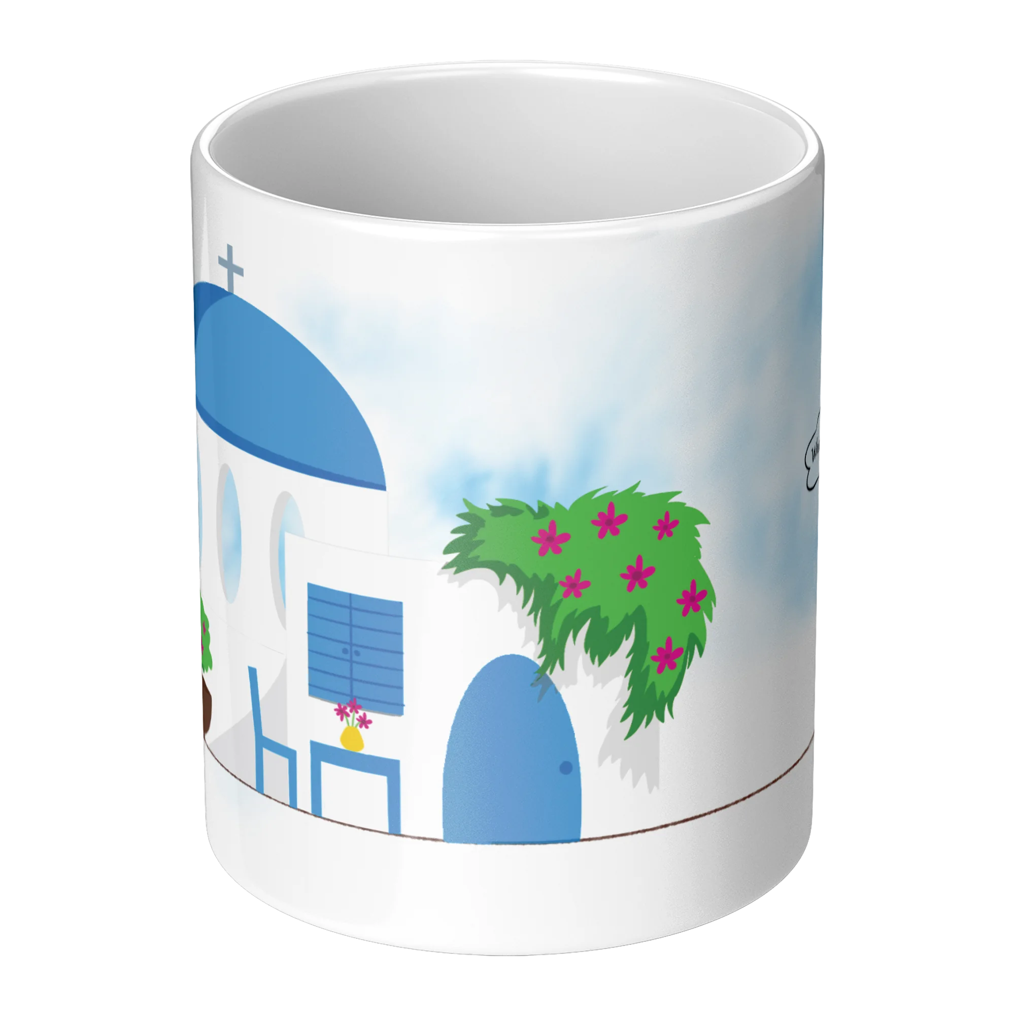 Santorini ceramic coffee mug, original 11 oz product view 2