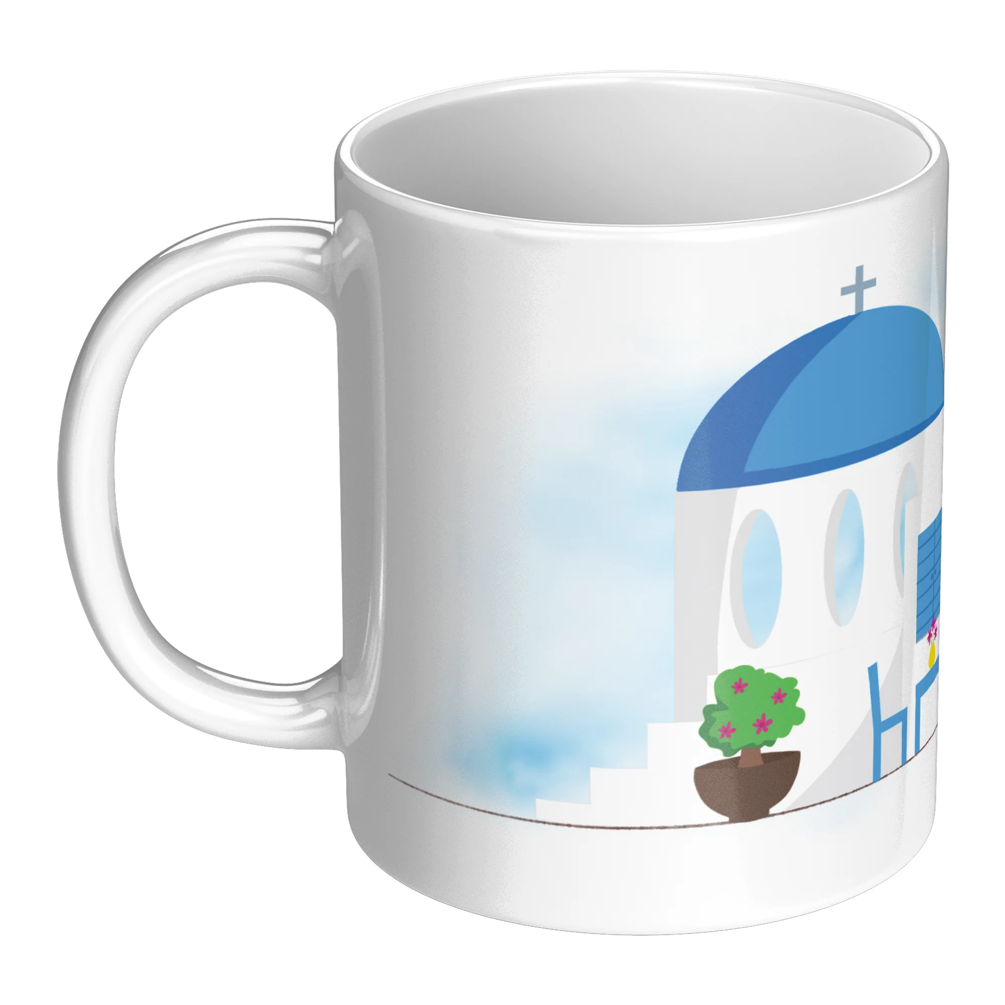 Santorini ceramic coffee mug, original 11 oz product view 3