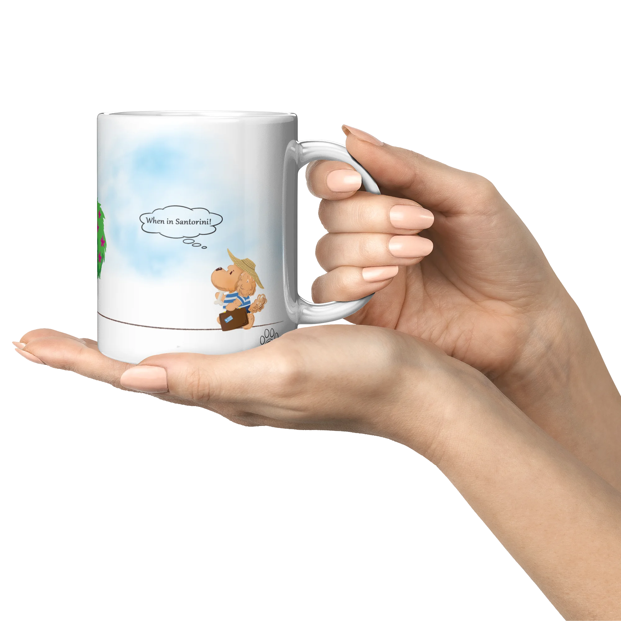 When in Santorini Ceramic Coffee Mug – Travel Gift (11 oz) - Image 7