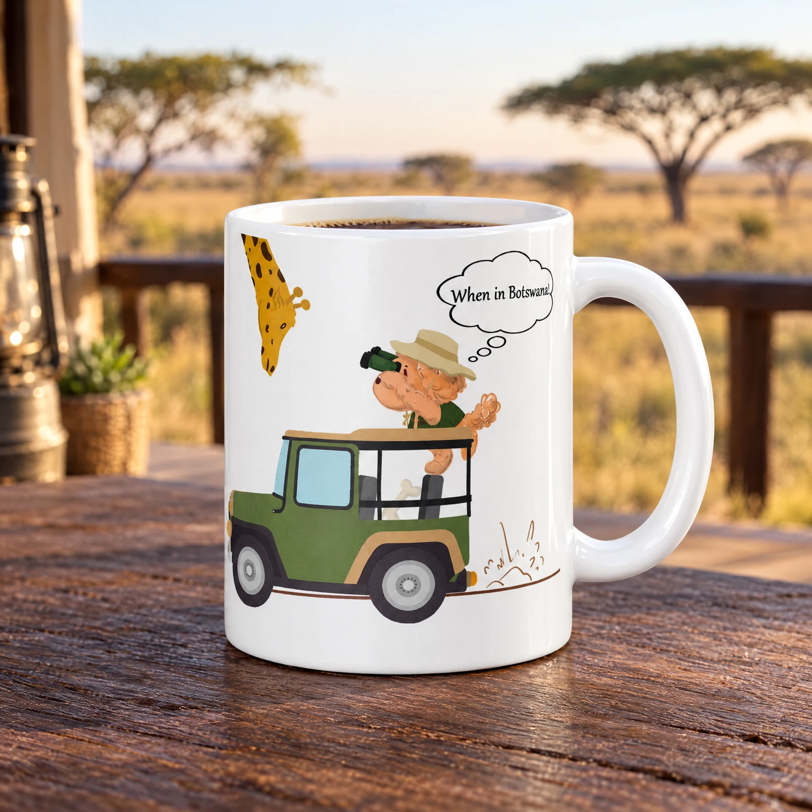 Botswana OllieVers Travels mug, lifestyle photograph