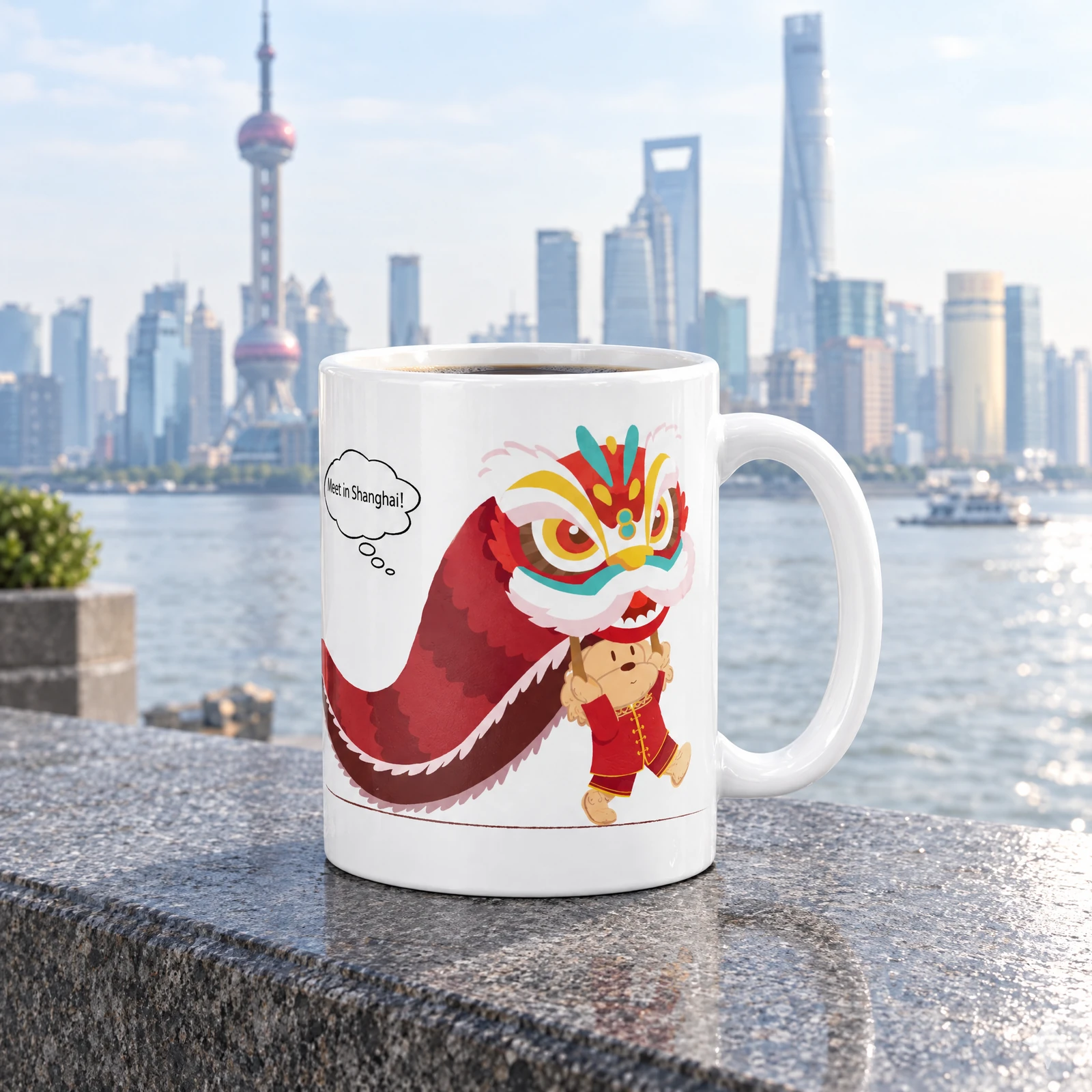Shanghai ceramic coffee mug, lifestyle photograph