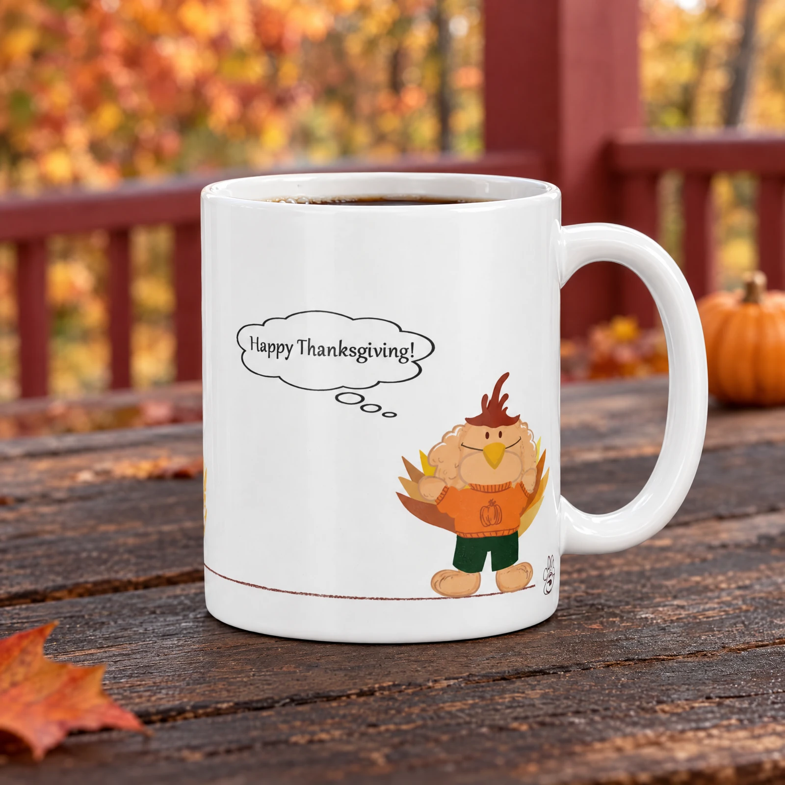 Thanksgiving OllieVers Travels mug, lifestyle photograph