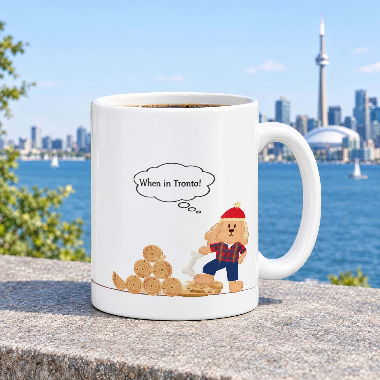 Toronto ceramic coffee mug, lifestyle photograph